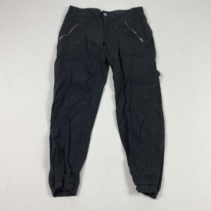 Athleta Jogger Pants Womens 8 Black Ripstop Nylon Zip Pocket Elastic Cuff Trail